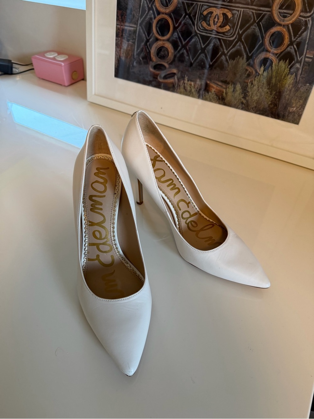 Sam Edelman White Pointed Toe Stiletto Pumps